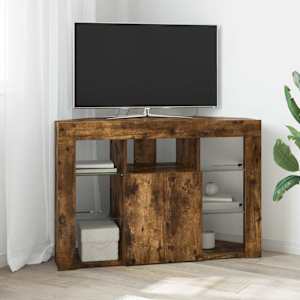 Rohový LED TV stojan Kouřový dub 100x40x68cm kompozitní dřevo - obrázek 1