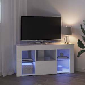 Rohový LED TV stojan Vysoce lesklá bílá 100 x 40 x 50 cm - obrázek 5