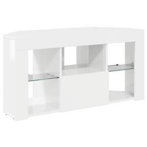 Rohový LED TV stojan Vysoce lesklá bílá 100 x 40 x 50 cm - obrázek 6
