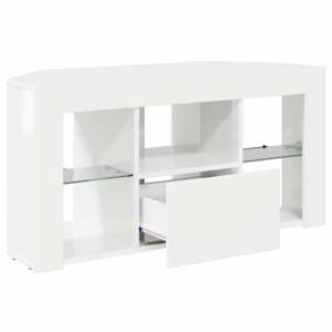 Rohový LED TV stojan Vysoce lesklá bílá 100 x 40 x 50 cm - obrázek 7