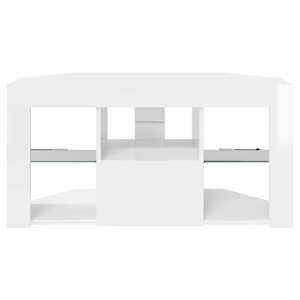 Rohový LED TV stojan Vysoce lesklá bílá 100 x 40 x 50 cm - obrázek 8