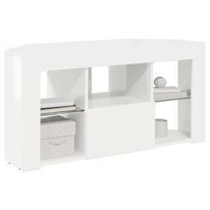 Rohový LED TV stojan Vysoce lesklá bílá 100 x 40 x 50 cm - obrázek 3