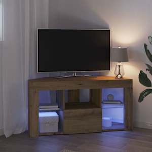 Rohový LED TV stojan Nástěnný Artisanový dub 100 x 40 x 50 cm - obrázek 5