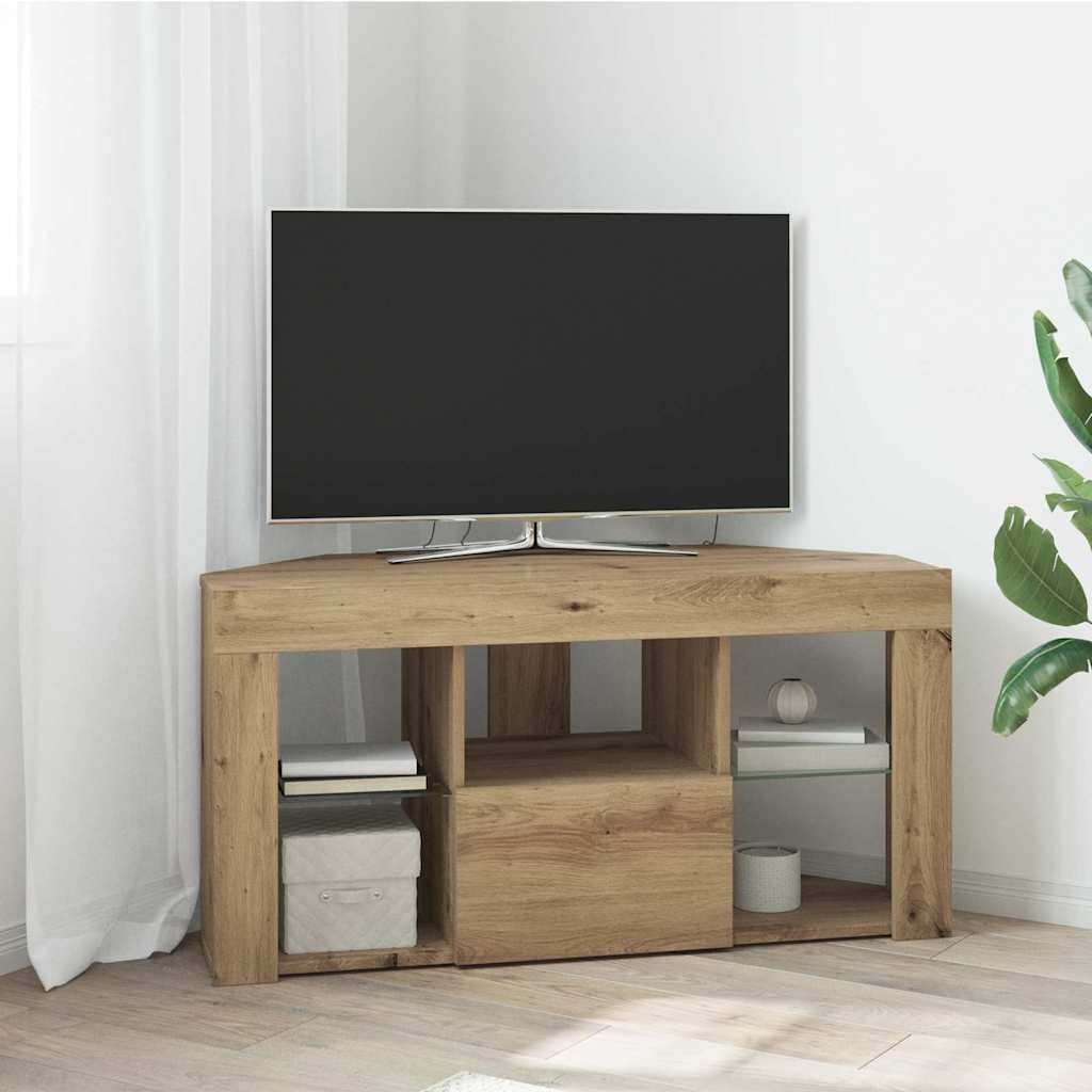 vidaXL Șifonier LED pentru TV colțar Stejar Artizanal 108 x 40 x 50 cm
