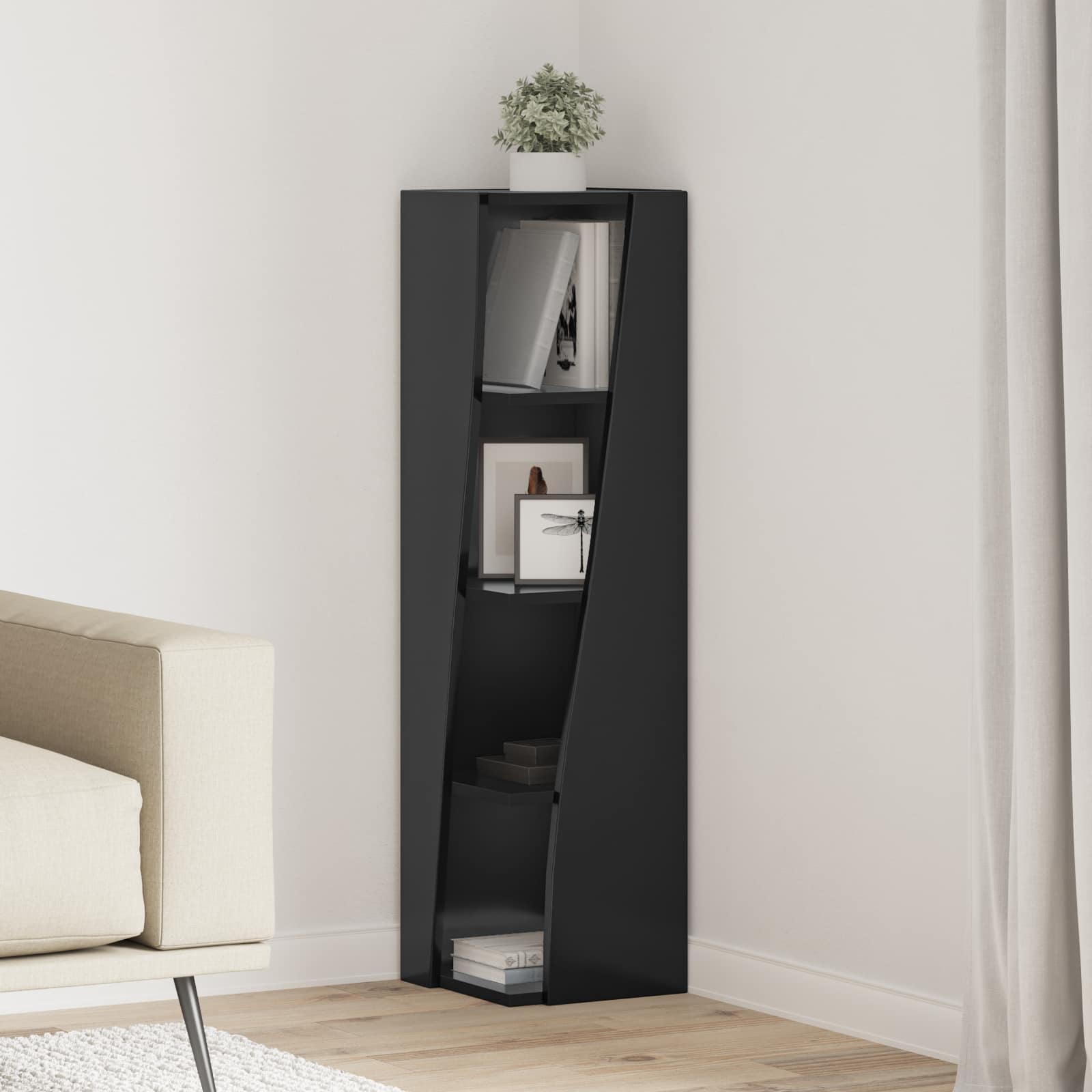 vidaXL Dulap de colț Negru 27,5x27x102cm Lemn compozit