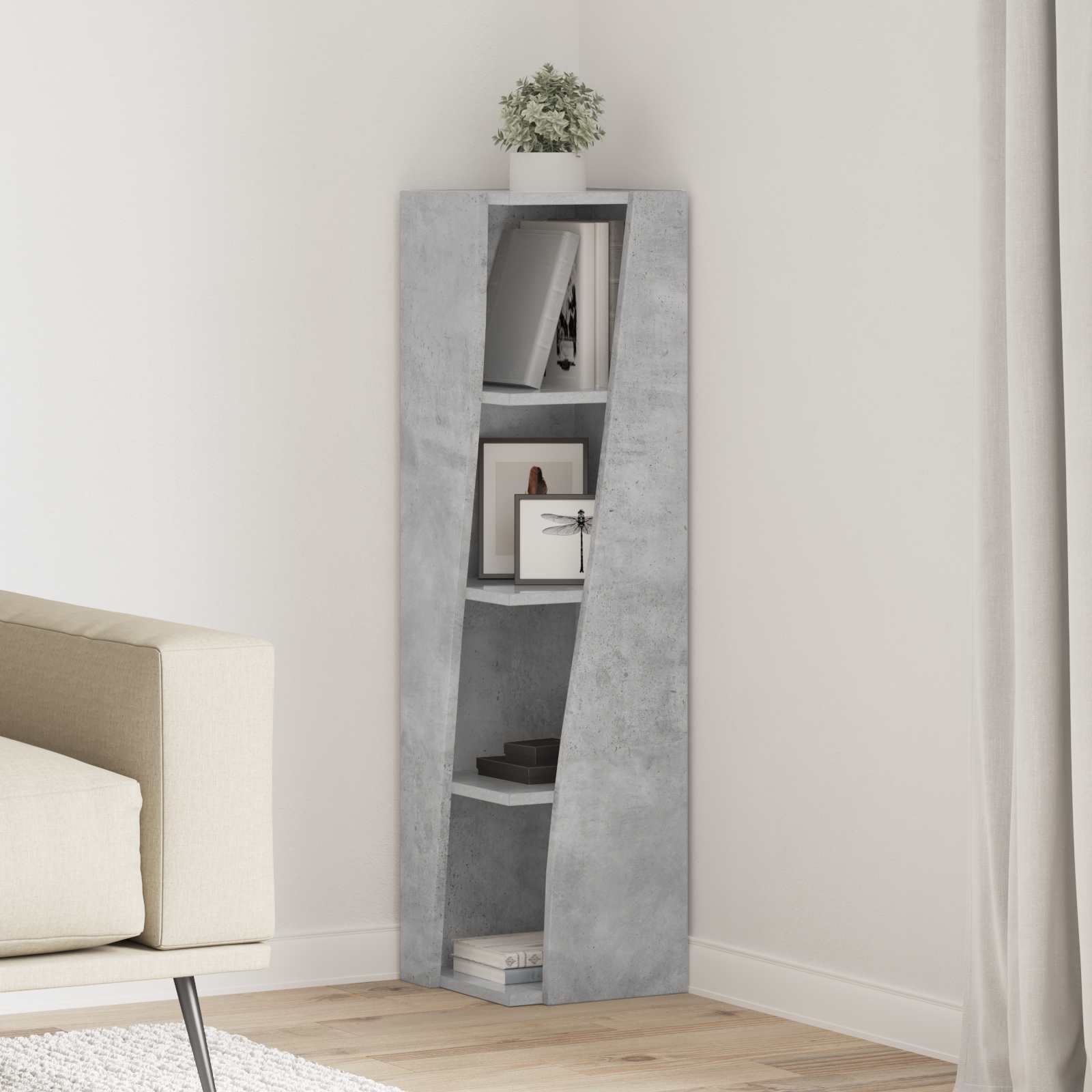 Kulmakaappi Betoni Harmaa 27,5x27x102cm Tekninen puu
