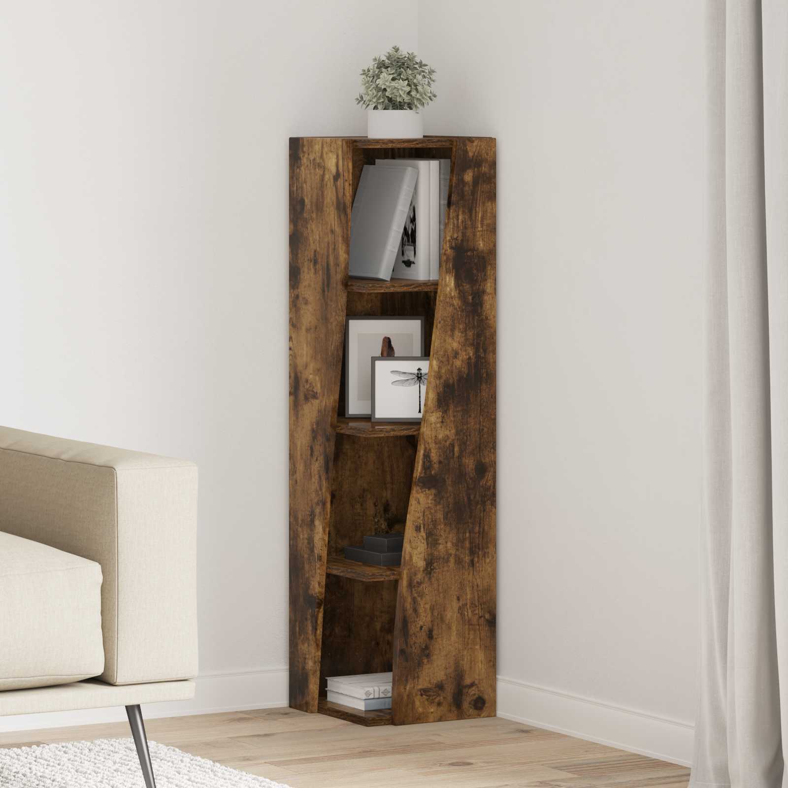 Nurgakapp Suitsetatud tamm 27,5x27x102cm Tehispuit