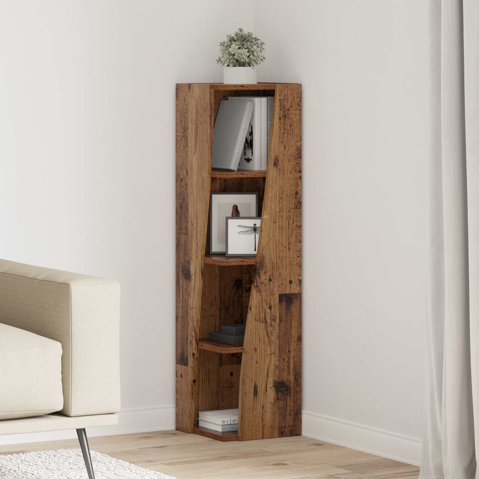 vidaXL Dulap de colț Lemn vechi 27,5x27x102cm Lemn compozit