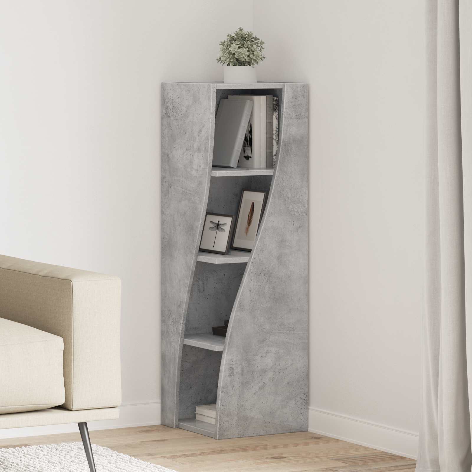 vidaXL Dulap de colț Gri din beton 32x32x102cm Lemn compozit