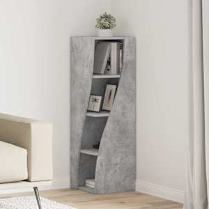 Kotna omarica Betonsko siva 32x32x102cm Konstruiran les