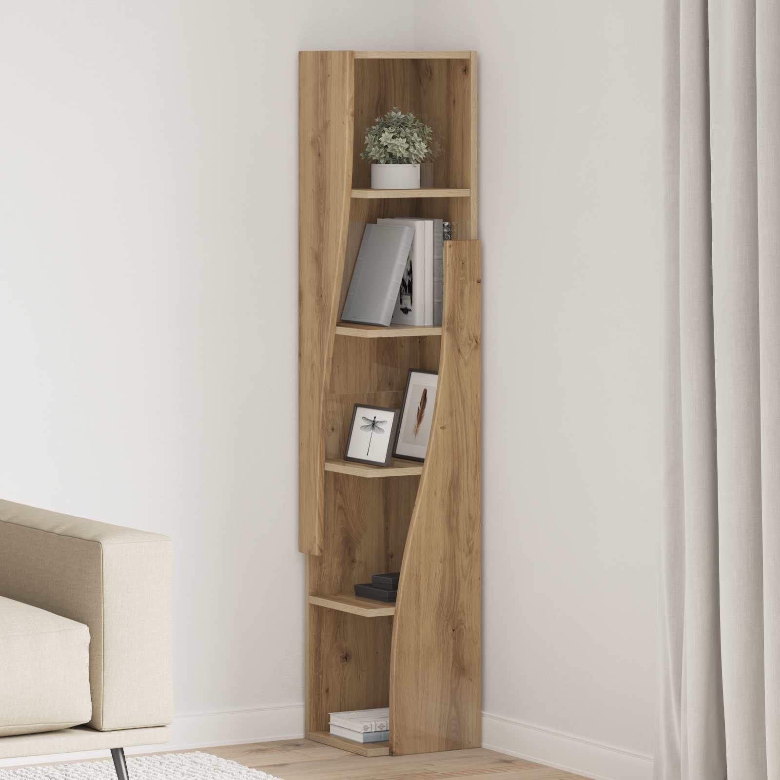 Hjørneskab Hvid 27,5x27x140cm Konstrueret træ