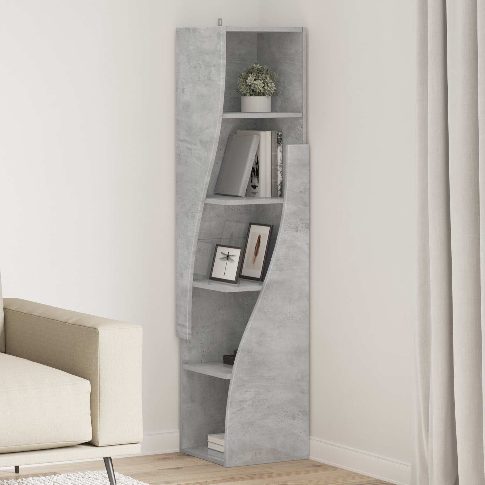 Ъглов шкаф 32x32x140см Инженерна дървесина Циментено сиво
