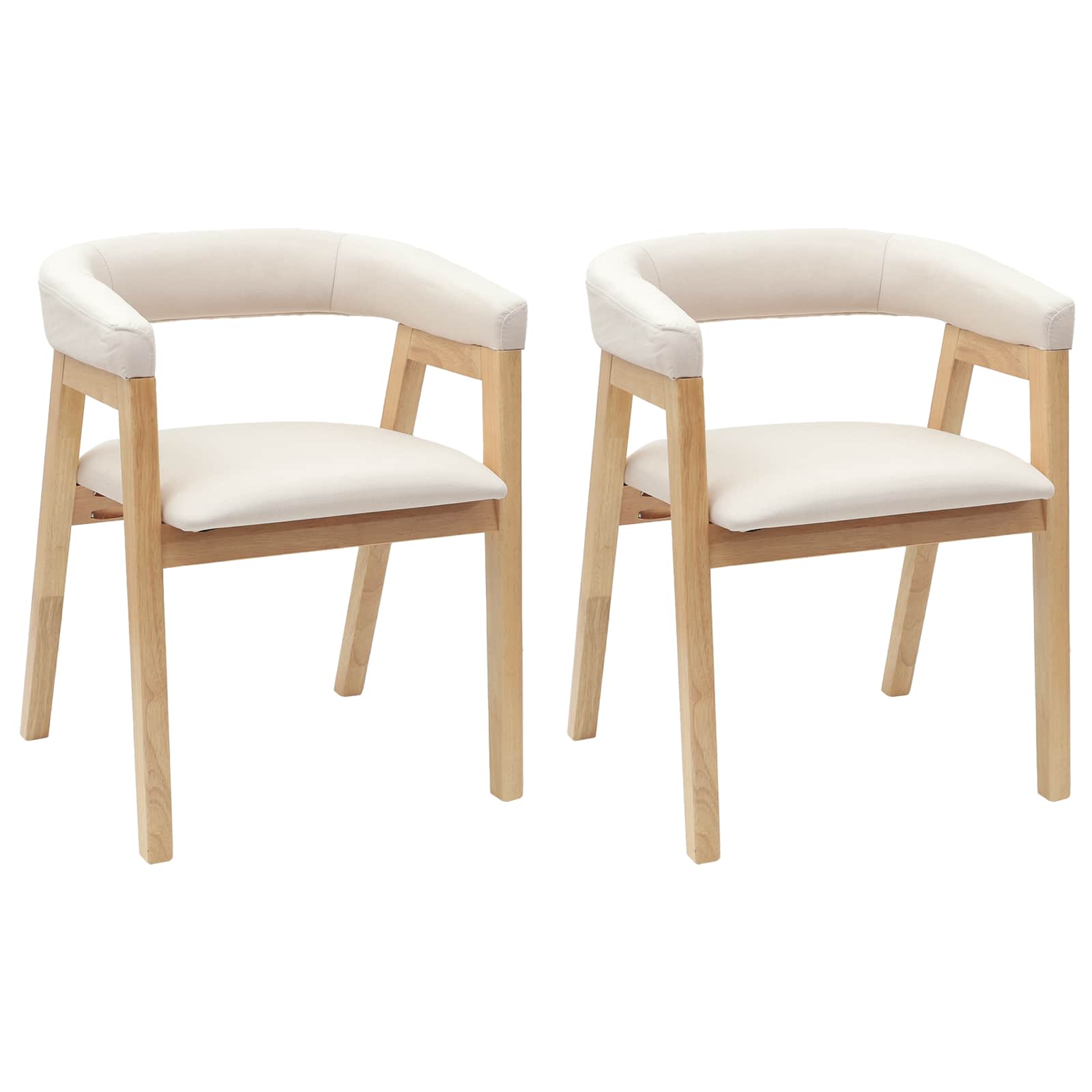 VidaXL Eetstoelen 2 Pcs Naturel 54 X 57 X 73 Cm Massief Rubberhout