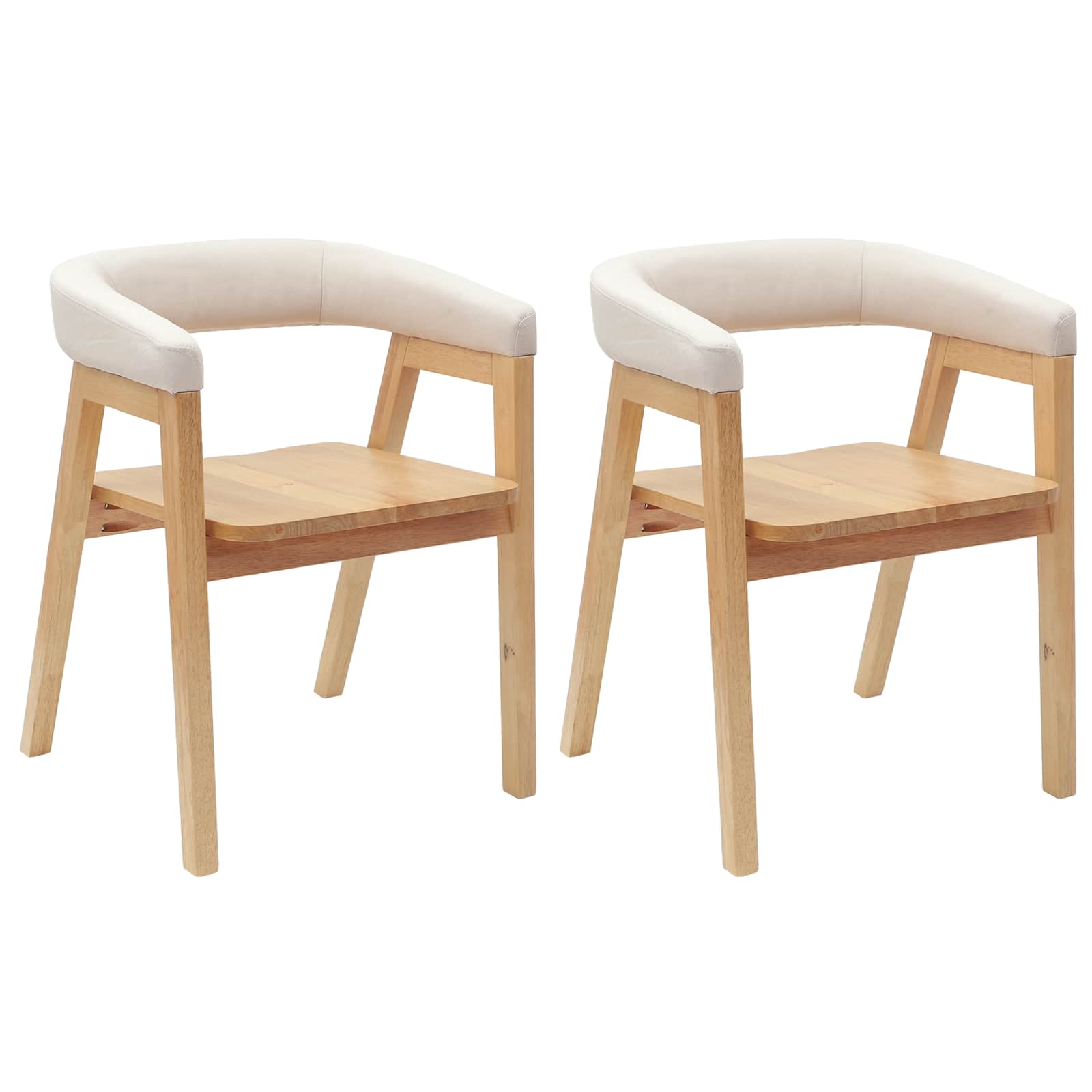 VidaXL Eetstoelen 2 Pcs Naturel 54 X 57 X 73 Cm Massief Rubberhout