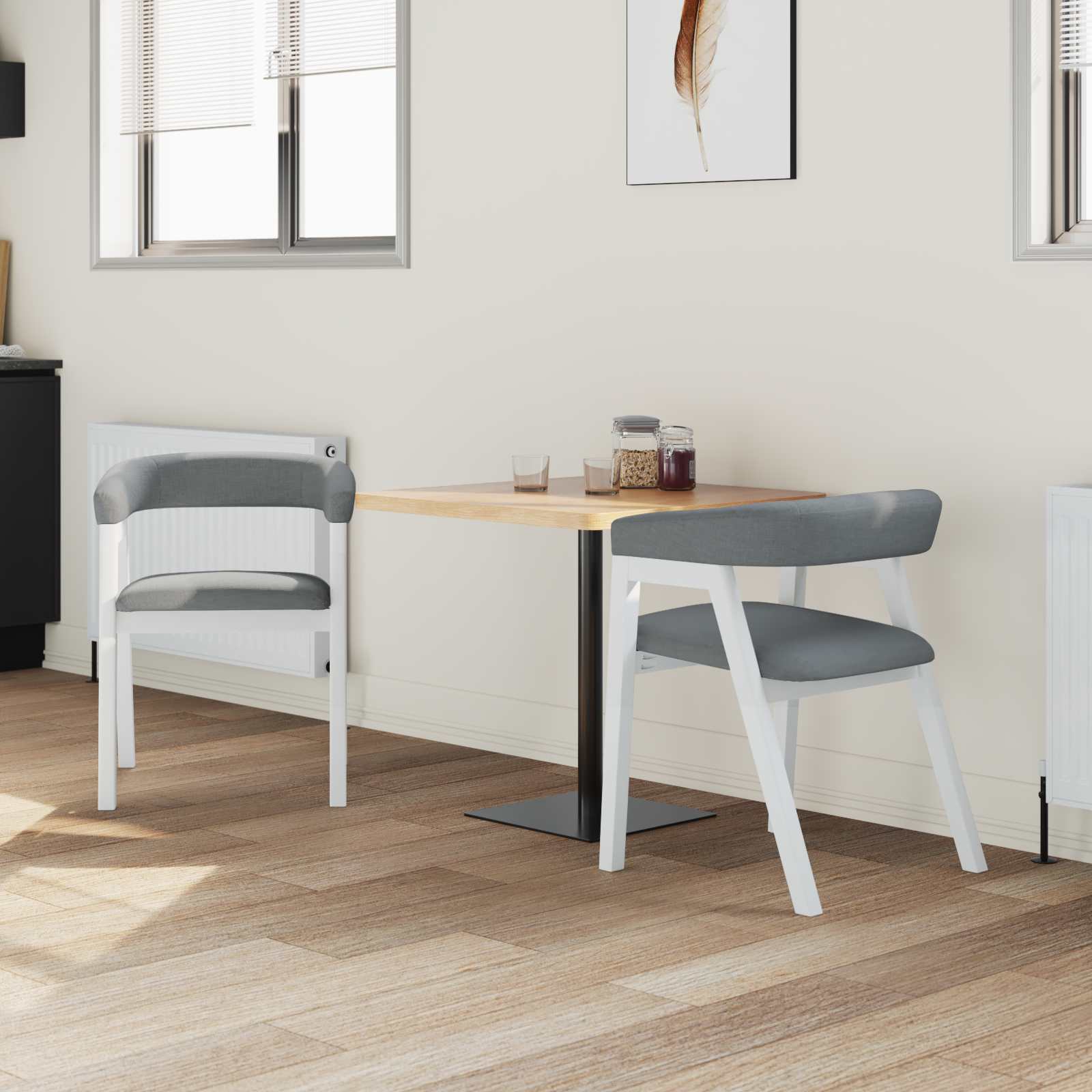 vidaXL Eettafelstoelen 2 pcs Wit 54 x 57 x 73 cm Massief rubberhout