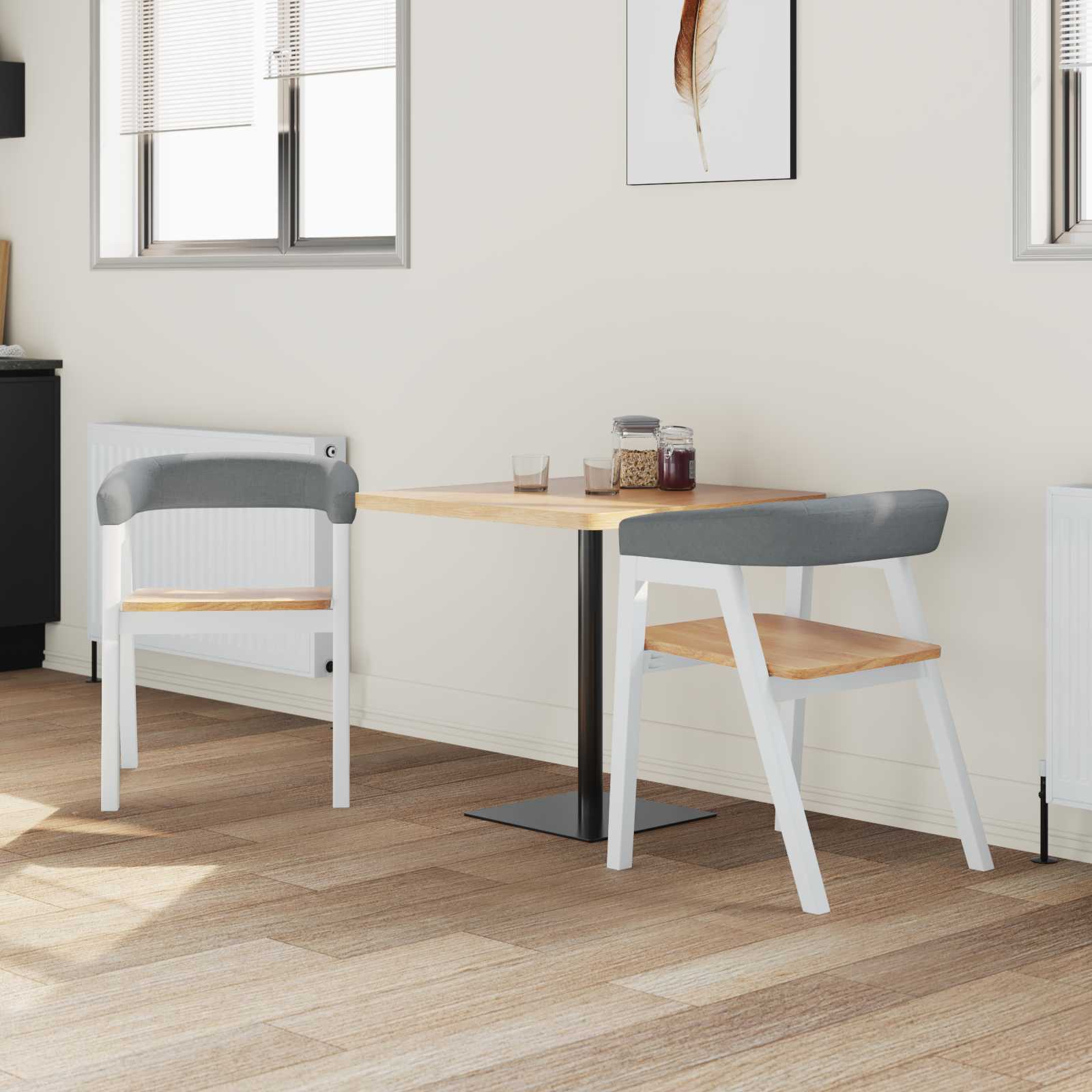 vidaXL Eettafelstoelen 2 pcs Wit 54 x 57 x 73 cm Massief rubberhout