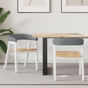 Jedilni stoli 2 pcs Bela 54 x 57 x 73 cm Masivno gumovo les