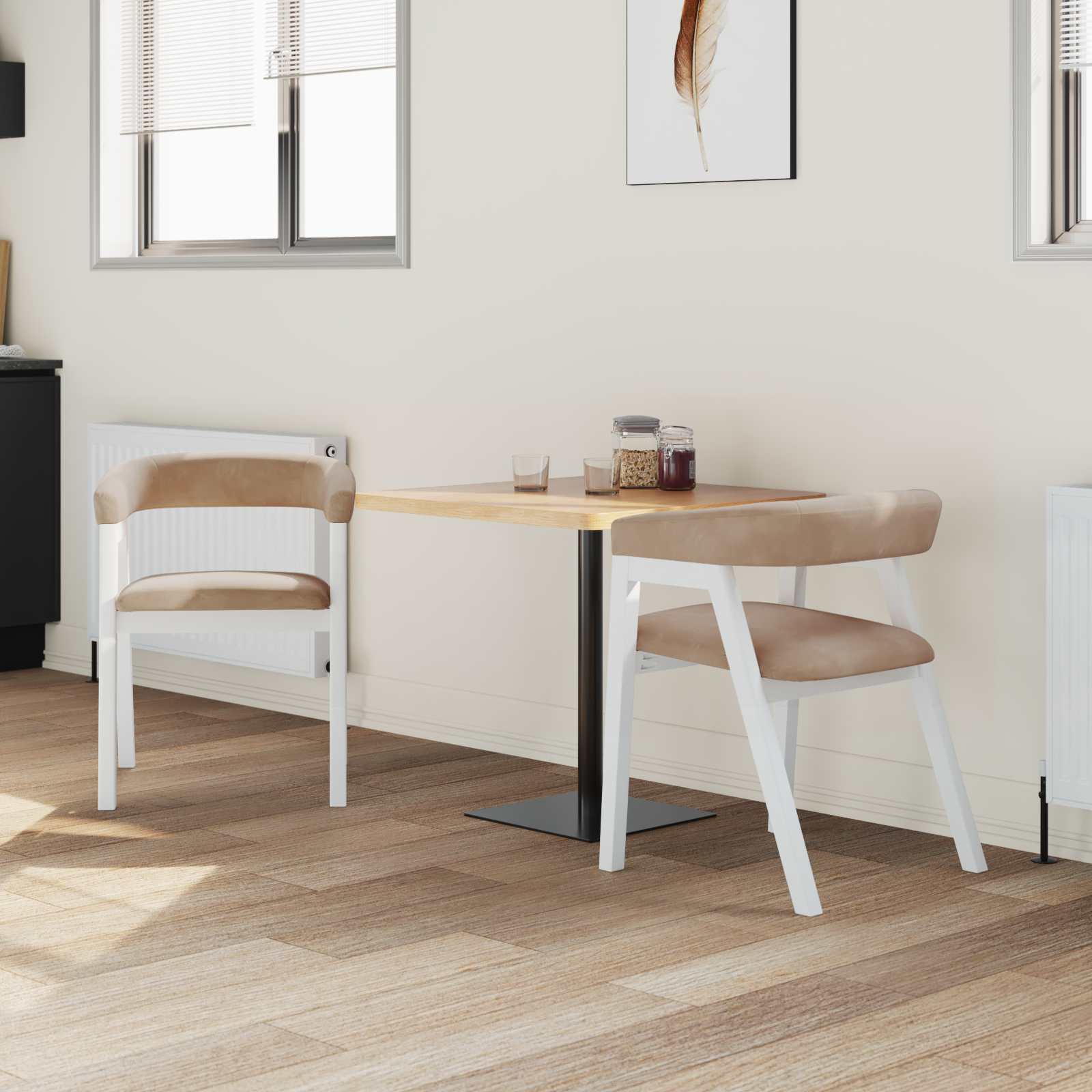 vidaXL Eettafelstoelen 2 pcs Wit 54 x 57 x 73 cm Massief rubberhout