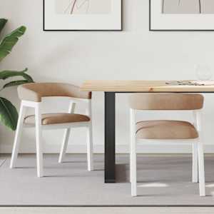 Jedilni stoli 2 pcs Bela 54 x 57 x 73 cm Masivno gumovo les