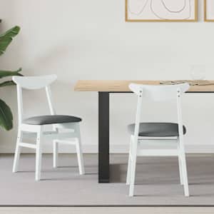 Jedilni stoli 2 pcs Bela 42 x 47,5 x 81 cm Masivno gumovo les