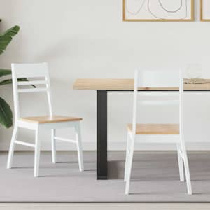 Jedilni stoli 2 pcs Bela 43 x 54 x 89 cm Masivno gumovo les