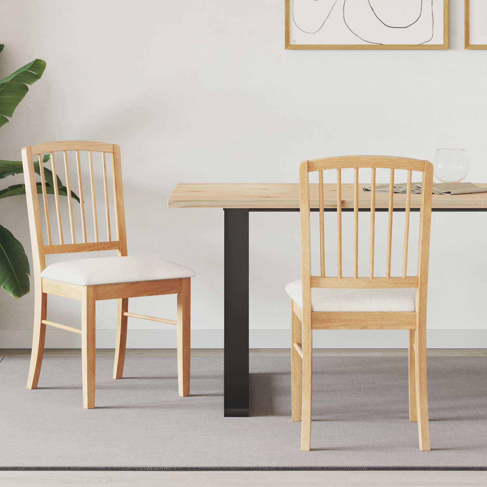 vidaXL Scaune de dining 2 pcs natural 50 x 52,5 x 91 cm