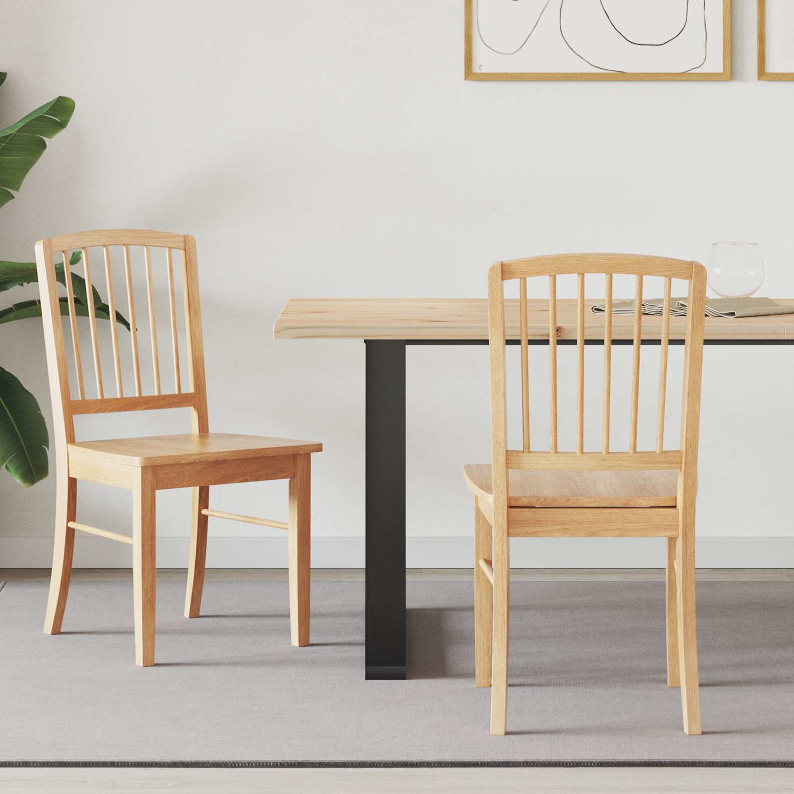 vidaXL Esszimmerstühle 2 pcs Natur 50 x 52,5 x 91 cm