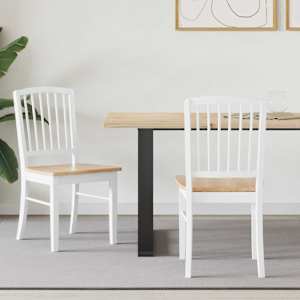 Jedilni stoli 2 pcs Bela 50 x 52,5 x 91 cm Masivno gumovo les