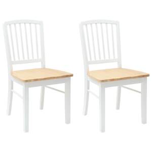 Jídelní židle 2 pcs Bílá 50 x 52,5 x 91 cm Masivní gumové dřevo - obrázek 2