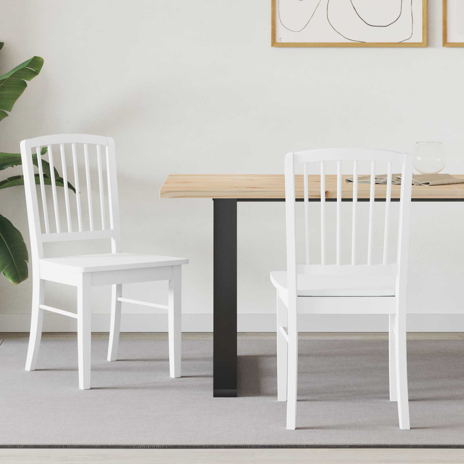 vidaXL Scaune de dining 2 pcs Alb 50 x 52,5 x 91 cm