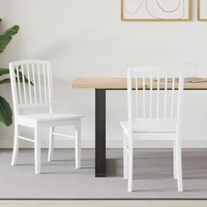 Jedilni stoli 2 pcs Bela 50 x 52,5 x 91 cm Masivno gumovo les