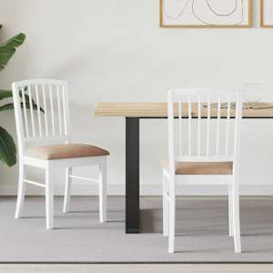 Jedilni stoli 2 pcs Bela 50 x 52,5 x 91 cm Masivno gumovo les