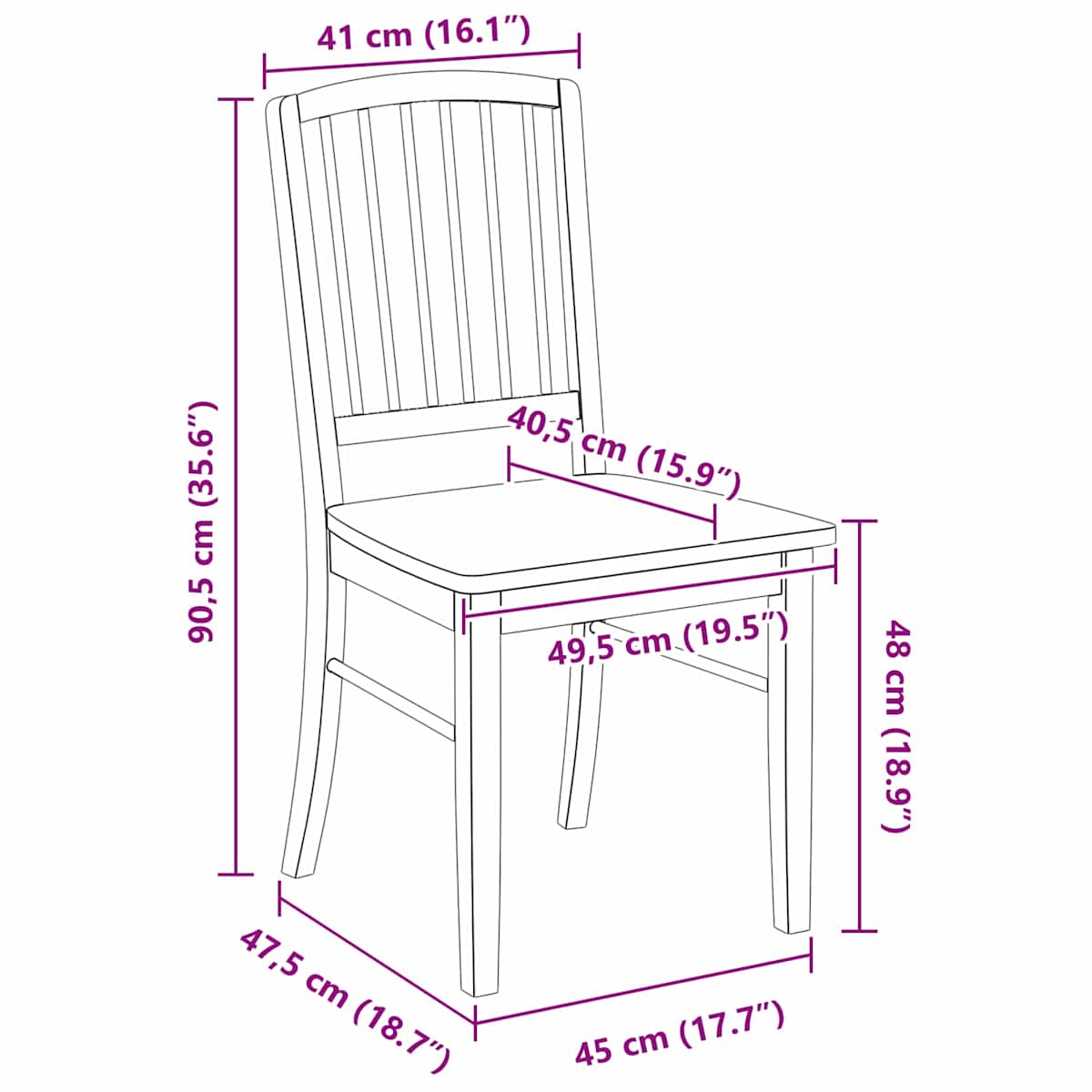 Spisestole 2 stk. Massiv Gummitræ 50 x 52,5 x 91 cm - Billede 11