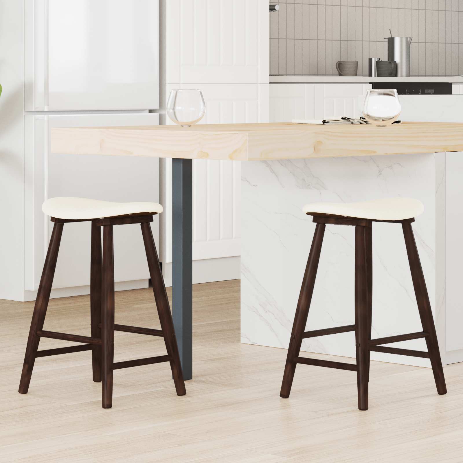 vidaXL Esszimmerstühle 2 pcs Hellbraun 46 x 37 x 63 cm