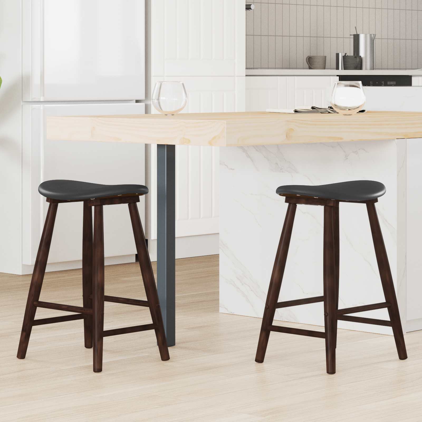 Обедени столове 2 pcs Светло кафяво 46 x 37 x 63 см