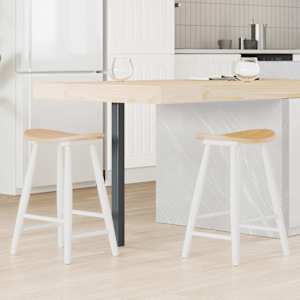 Jedilni stoli 2 pcs Bela 46 x 37 x 63 cm Masivno gumovo les