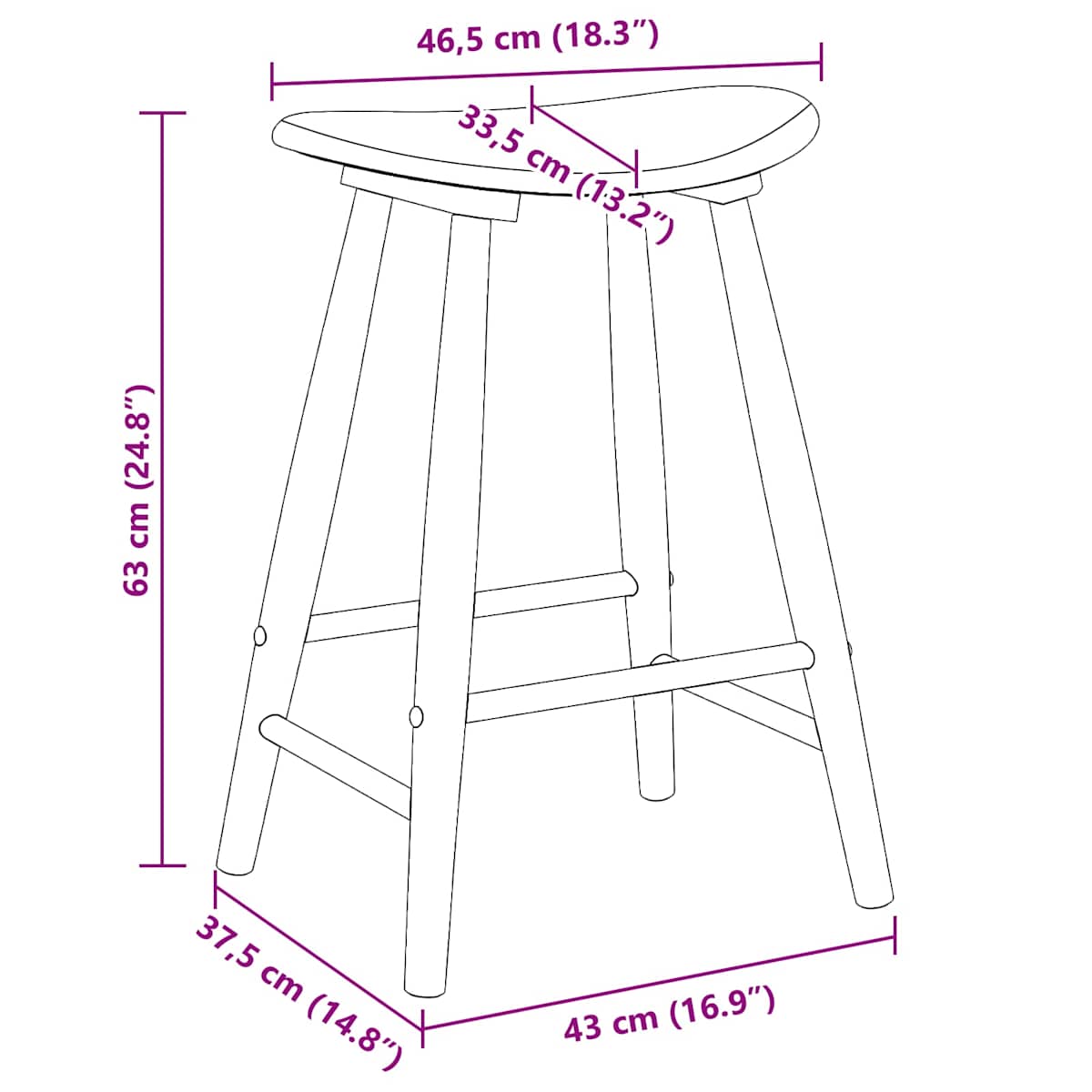 Spisestole 2 stk. Massiv Gummitræ 46 x 37 x 63 cm - Billede 9