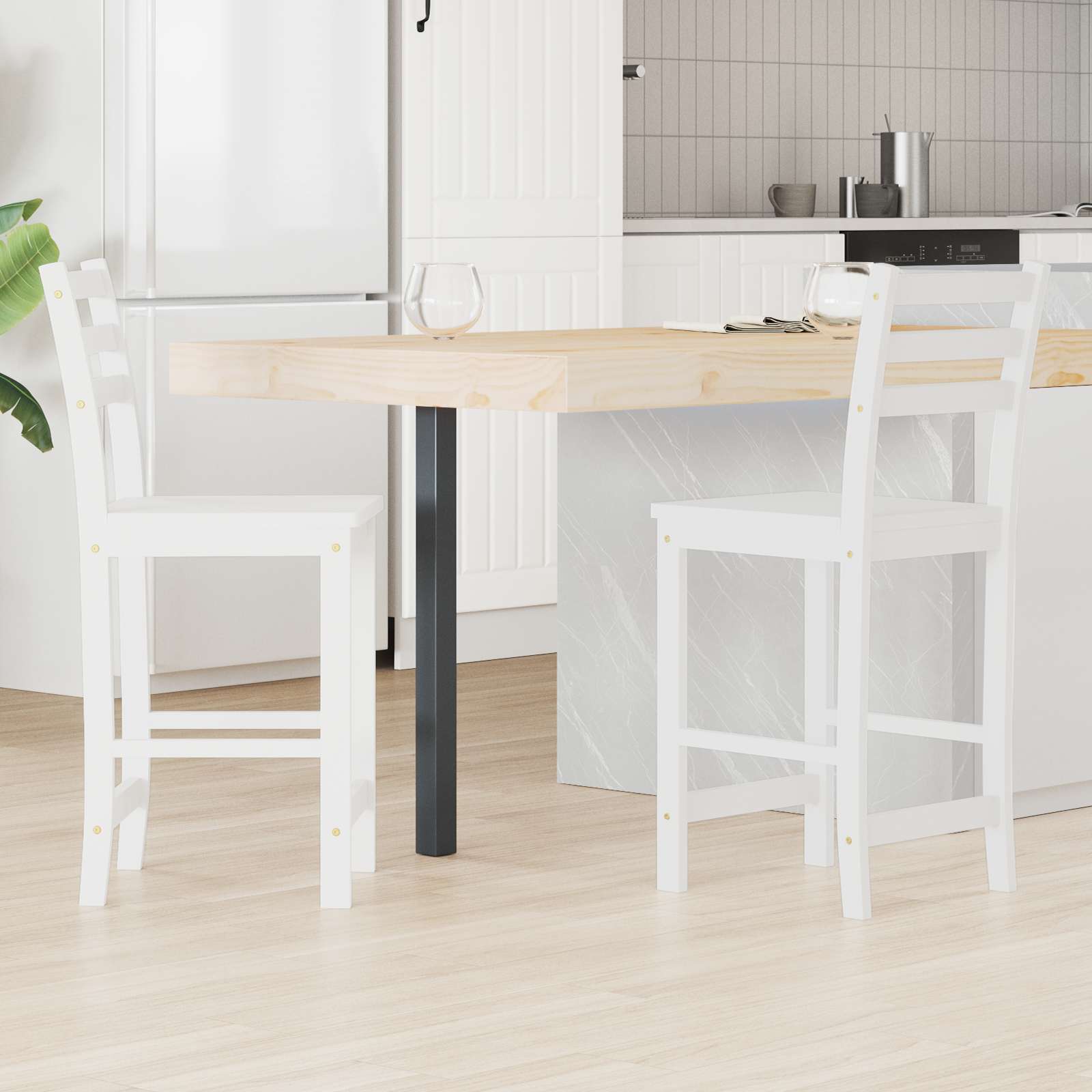 vidaXL Scaune de dining 2 pcs Alb 40 x 47,5 x 99,5 cm