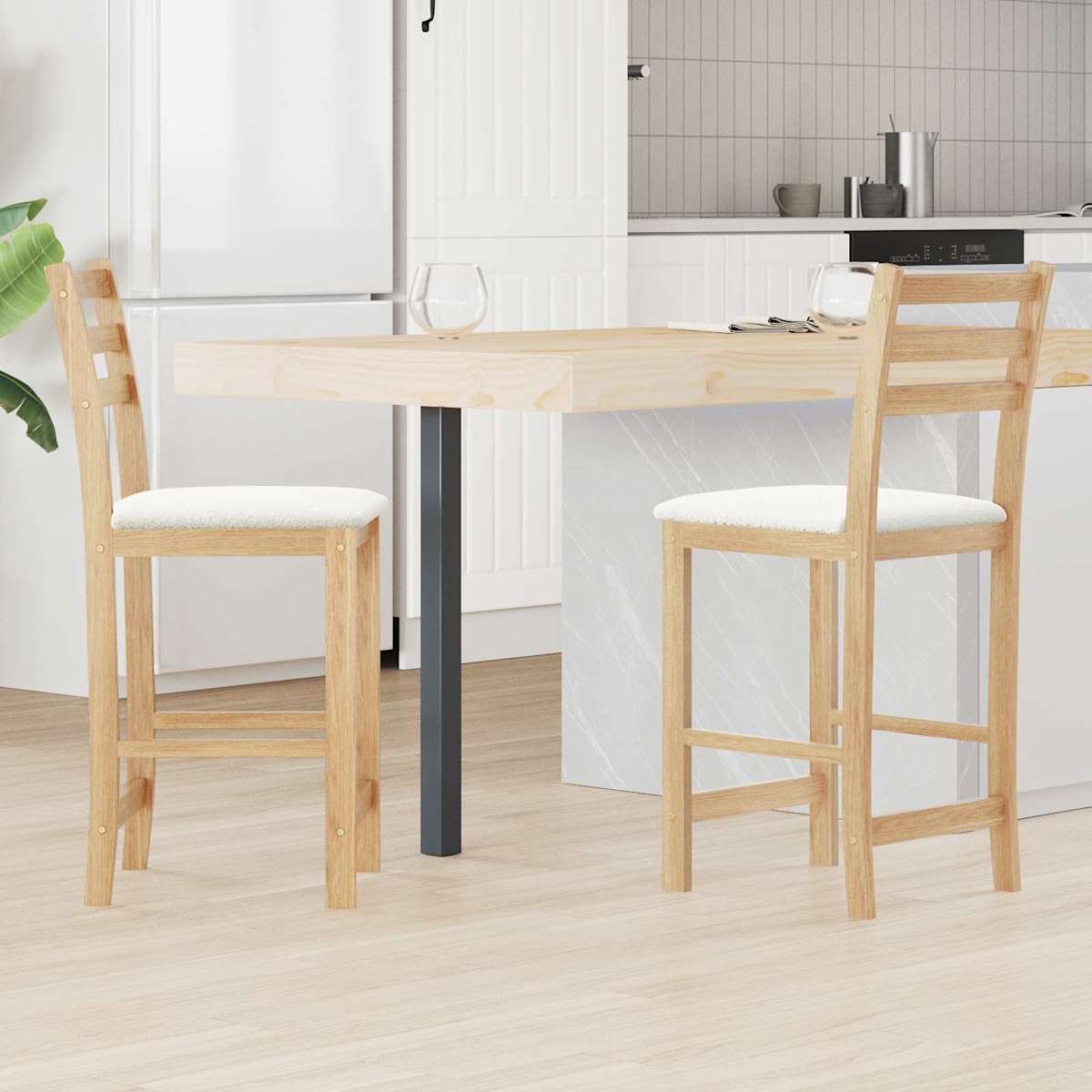 Spisestole 2 stk. Massiv Gummitræ