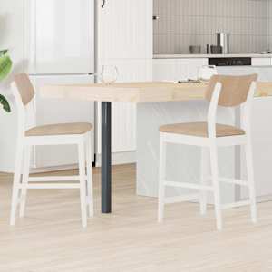 Jedilni stoli 2 pcs Bela 48 x 49 x 95 cm Masivno gumovo les