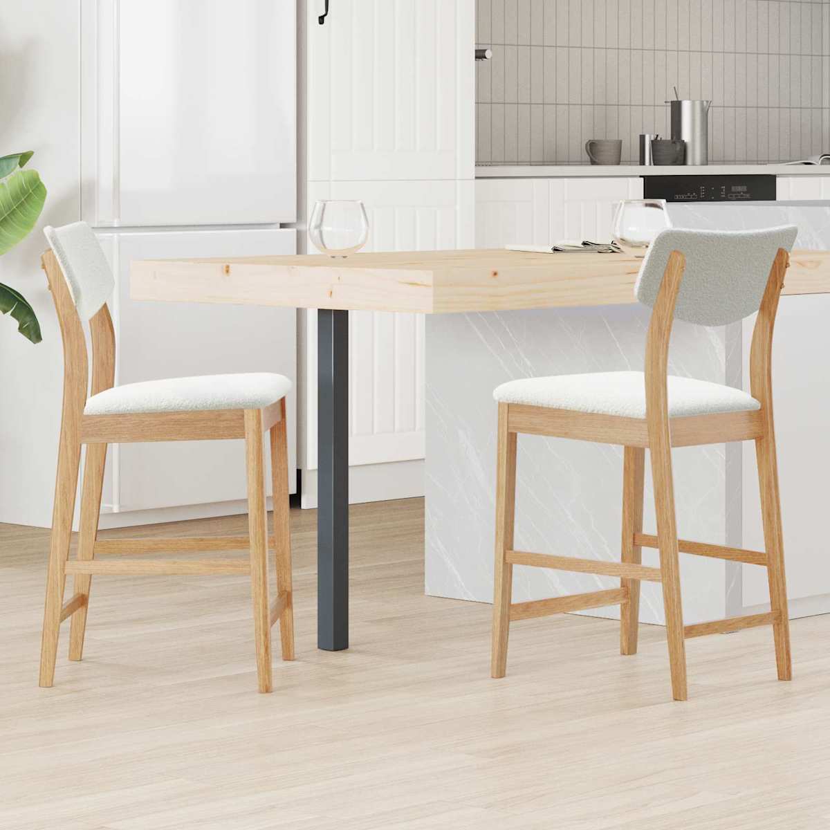 Spisestole 2 stk. Massiv Gummitræ 48 x 49 x 95 cm