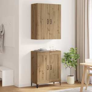 Vysoký bufet Artisanový dub 69,5 x 34 x 180 cm kompozitní dřevo - obrázek 4