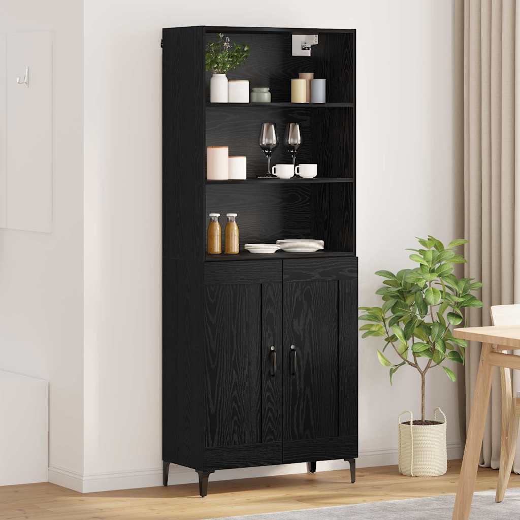 Bufete și comode - Bufet Pe perete 2 pcs Stejar negru Lemn compozit