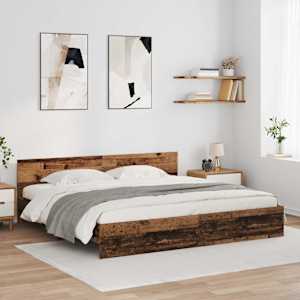 Rám postele s čelo Staré dřevo 180 x 200 cm kompozitní dřevo - obrázek 1