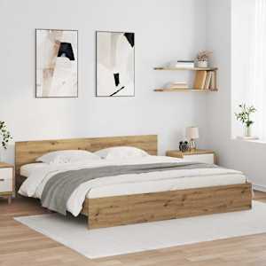 Konstrukcija postelje Umetni hrast 180 x 200 cm Konstruiran les