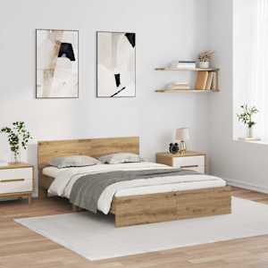 Rám postele s čelo Artisanový dub 140 x 200 cm kompozitní dřevo - obrázek 1
