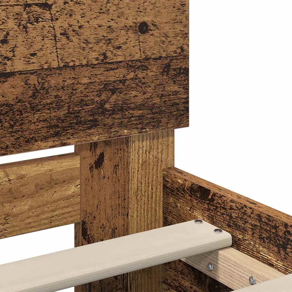 Voodi raam LED -ribatuledega Vana puit 200 x 200 cm Tehispuit - Image 9