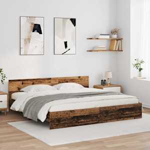 Rám postele s čelo Staré dřevo 200 x 200 cm kompozitní dřevo - obrázek 1