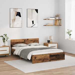 Rám postele s čelo Staré dřevo 150 x 200 cm kompozitní dřevo - obrázek 1