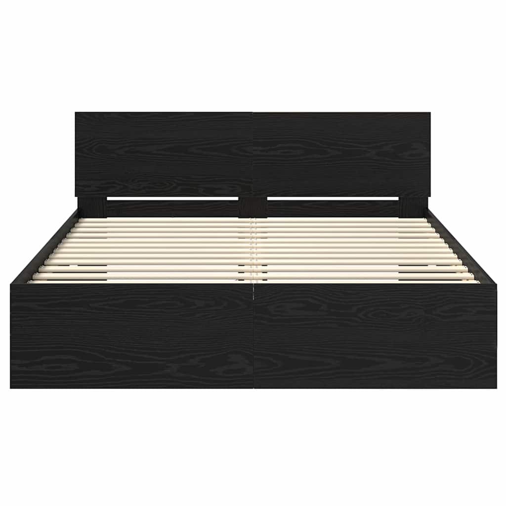 Voodi raam LED -ribatuledega Must tamm 150 x 200 cm Tehispuit - Image 6